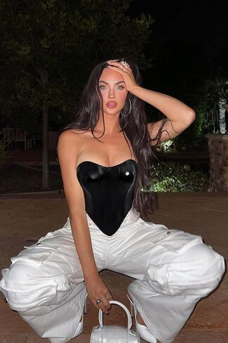 ABMOIU Leather Corset Tops for Women Strapless Lace Up Boned Sweetheart Neck Bodyshaper Bustier Sexy Crop Top in Kuwait