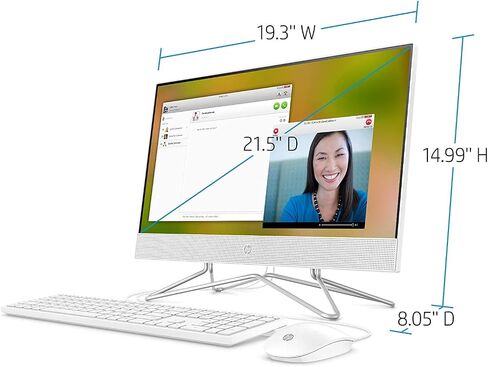 2022 HP 22-inch FHD All-in-One Desktop Computer - Quad-Core Intel Pentium J5040-16GB DDR4 RAM-512GB SSD - WiFi Bluetooth RJ45 LAN - Windows 10 Pro - Snow White w/RATZK 32GB USB in Saudi Arabia