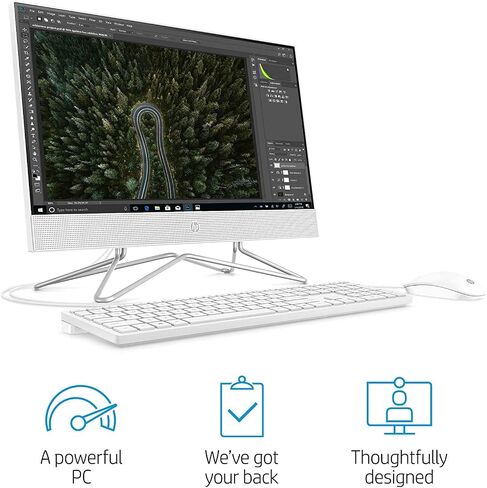 2022 HP 22-inch FHD All-in-One Desktop Computer - Quad-Core Intel Pentium J5040-16GB DDR4 RAM-512GB SSD - WiFi Bluetooth RJ45 LAN - Windows 10 Pro - Snow White w/RATZK 32GB USB in Saudi Arabia