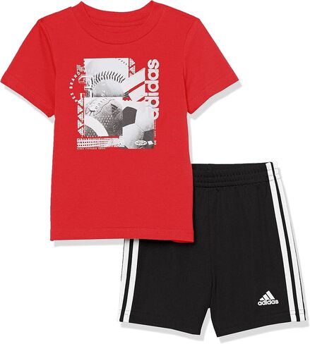 adidas Boys' Short Sleeve Cotton Graphic Tee & Short Set in Saudi Arabia