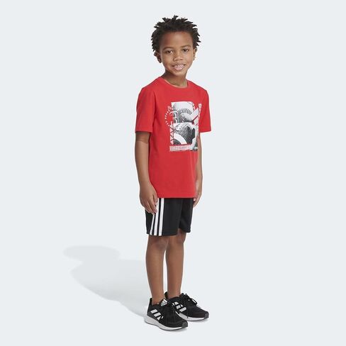 adidas Boys' Short Sleeve Cotton Graphic Tee & Short Set in Saudi Arabia