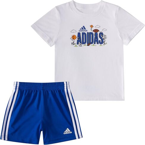adidas Boys' Short Sleeve Cotton Graphic Tee & Short Set in Saudi Arabia