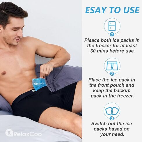 ملابس داخلية RelaxCoo لاستئصال القناة الدافقة مع عبوتين من الثلج بمقاس مخصص وسروال داخلي مريح لدعم الخصية وتخفيف الألم - مقاس XL أسود in Saudi Arabia