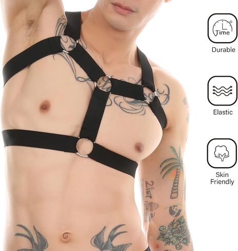 Akkad Kuti Mens Harness Belt Nylon Elastic Body Shoulder Strap Sexy Halter Club Wear Cosplay Costume in Saudi Arabia
