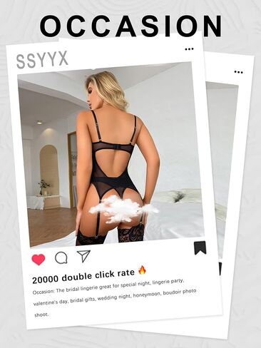 ssyyx Women's Sexy Lingerie Set with Garter Belt Lace Bodysuit Teddy Baby Dolls Panty with Stockings in Kuwait