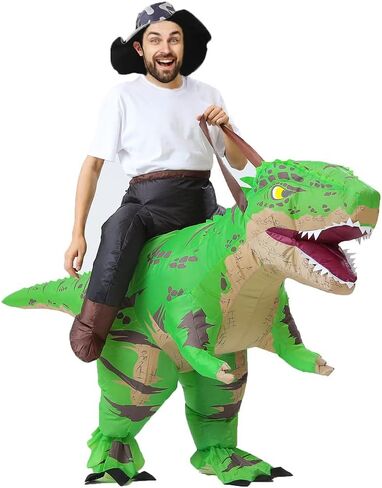 MXoSUM Inflatable Dinosaur Costumes for Adult T-REX Ride on Halloween Costume Funny Dino Blow up Costume in Saudi Arabia