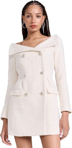 Self Portrait Women's Cream Metallic Boucle Mini Dress in Saudi Arabia