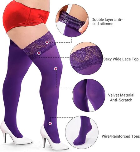 القمر الخشب حجم كبير جوارب الفخذ العليا النسائية 55D شبه شير سيليكون الدانتيل أعلى البقاء حتى الملابس الداخلية الفخذ العليا جوارب طويلة in Kuwait