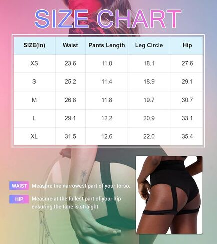 EVELUST Rave Booty Shorts for Women - High Waisted Harness Pants Butt Lifting Leggings Exotic Pole Festival Outfits Bottom in Kuwait