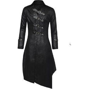 سترة Vnyeelfy النسائية من الجلد الصناعي على الطراز القوطي Steampunk معطف طويل من المطر in Kuwait