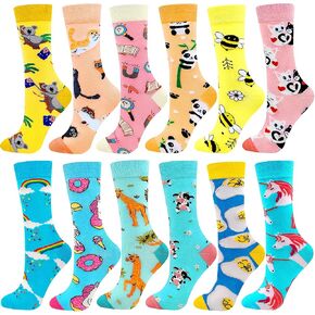 Fun Colorful Socks Patterned Funky Happy Crew Sock Combed Cotton Stockings Packs