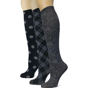 Sox Trot Women's 3 Pairs Knee High Trouser Socks, Classy and Colorful Printed Patterns, Silky Smooth Material