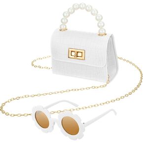 Cunno Kids Toddler Purse for Little Girls Mini Purse Cute Crossbody Bags Princess Flap Kids Handbags with Round Flower Sunglasses in Saudi Arabia