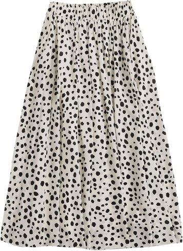 Milumia Women's Vintage Dalmatian Print A Line High Waist Flare Flowy Midi Skirts in Saudi Arabia