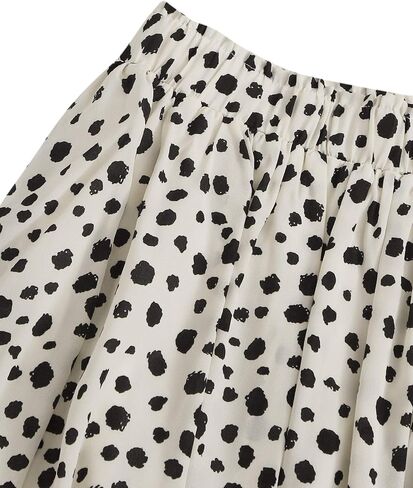 Milumia Women's Vintage Dalmatian Print A Line High Waist Flare Flowy Midi Skirts in Saudi Arabia