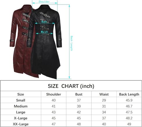 سترة Vnyeelfy النسائية من الجلد الصناعي على الطراز القوطي Steampunk معطف طويل من المطر in Kuwait