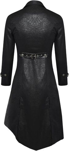 سترة Vnyeelfy النسائية من الجلد الصناعي على الطراز القوطي Steampunk معطف طويل من المطر in Kuwait