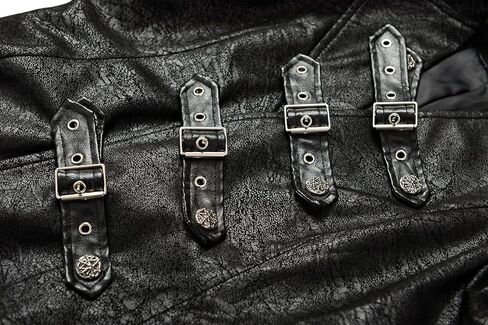 سترة Vnyeelfy النسائية من الجلد الصناعي على الطراز القوطي Steampunk معطف طويل من المطر in Kuwait