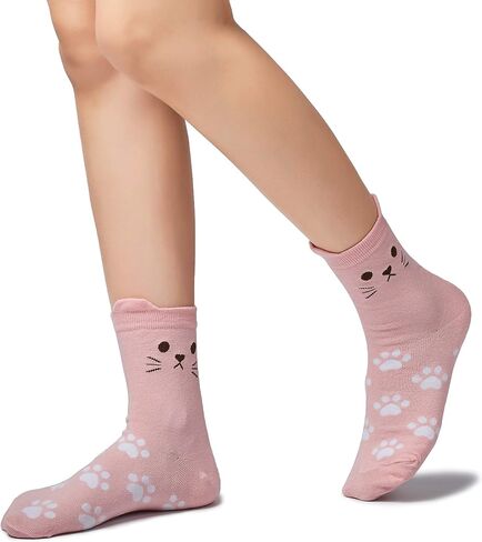 Leotruny Women's Colorful Cute Cat Crew Socks with Gift Box in Saudi Arabia