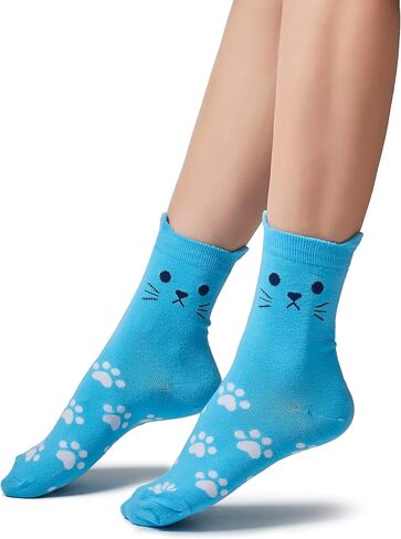 Leotruny Women's Colorful Cute Cat Crew Socks with Gift Box in Saudi Arabia