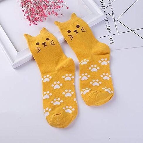Leotruny Women's Colorful Cute Cat Crew Socks with Gift Box in Saudi Arabia