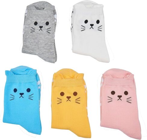 Leotruny Women's Colorful Cute Cat Crew Socks with Gift Box in Saudi Arabia