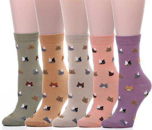 Leotruny Women's Colorful Cute Cat Crew Socks with Gift Box in Saudi Arabia