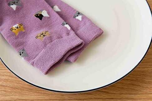 Leotruny Women's Colorful Cute Cat Crew Socks with Gift Box in Saudi Arabia