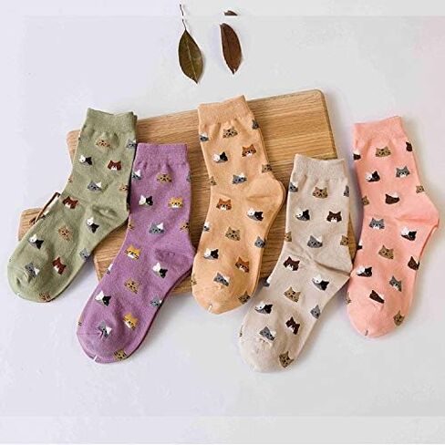 Leotruny Women's Colorful Cute Cat Crew Socks with Gift Box in Saudi Arabia