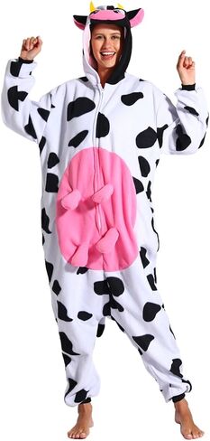 الكبار بقرة قطعة واحدة منامة الحيوان تأثيري زي هالوين للرجال والنساء in Kuwait