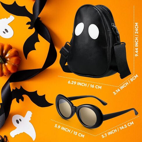 Silkfly 4 Set Ghost Crossbody Bag with Eyeglasses Cute Ghost Purse PU Leather Crossbody Bag for Women Men Shoulder Bag Funny Devil Purse Halloween Wallet Novelty Purse Adjustable Mobile Phone Bag in Saudi Arabia