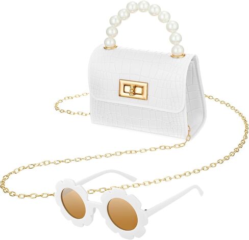 Cunno Kids Toddler Purse for Little Girls Mini Purse Cute Crossbody Bags Princess Flap Kids Handbags with Round Flower Sunglasses in Kuwait