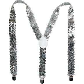 CTM® Women's Elastic Sequins Clip-End Suspenders