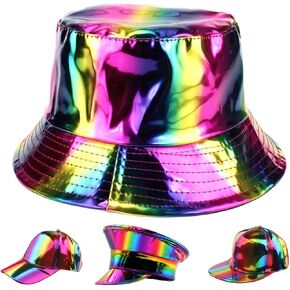 Colorful Rainbow Hat, Baseball Cap, Flat Bill Hats, Captain Hat, Bucket Cap, Suitable for Sunshade, Show, Party
