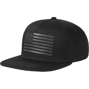 UALON Baseball Cap, Snapback Trucker Hat for Men & Women with American Flag and Adjustable, Breathable Mesh, Flat Bill Hats
