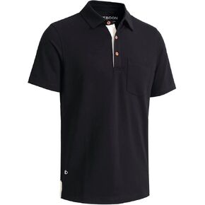 Mens Long and Short Sleeve Polo Shirts Pocket Casual Solid Cotton Blend Drop Cut Collared Polo Shirts for Men