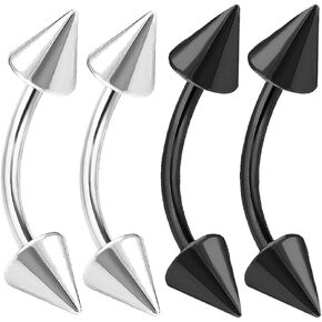 bodyjewellery 4pcs 16g Curved Barbell Cartilage Lip Tragus Eyebrow Forward Helix Conch Daith Earring Black Vertical Labret Spike Pick Size