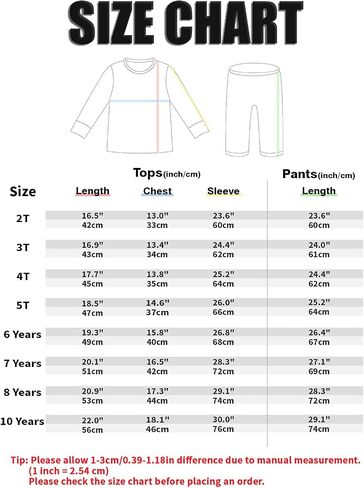 A&J DESIGN Toddler & Kids 2 Piece Pajama Sets, 100% Cotton in Kuwait