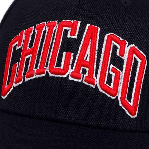 VORON USA Cities Chicago Baseball Dad قبعة قبعة من القطن الناعم ذات المظهر المنخفض المطرز بشريط خلفي للجنسين قبعة عادية سوداء اللون مقاس واحد, أسود, One Size in Saudi Arabia