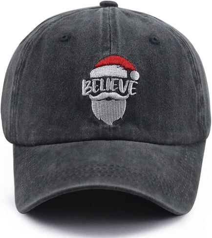 GzacDeope قبعة عيد الميلاد للنساء الرجال، مضحك قابل للتعديل القطن مطرز سانتا صدق عطلة البيسبول كاب in Kuwait