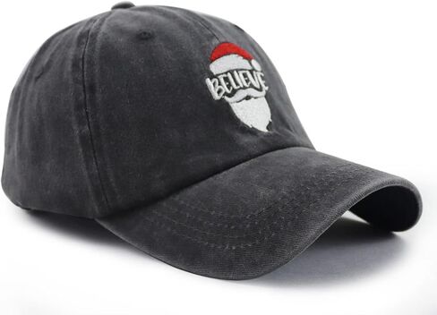 GzacDeope قبعة عيد الميلاد للنساء الرجال، مضحك قابل للتعديل القطن مطرز سانتا صدق عطلة البيسبول كاب in Kuwait