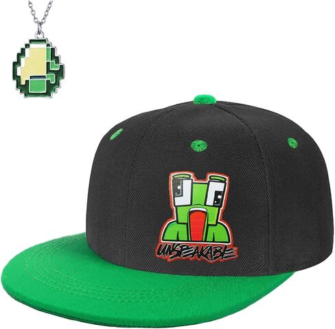 قبعة بيسبول بتصميم كرتوني للاطفال، قبعة هيب هوب قابلة للتعديل بحافة مسطحة، قبعة شمس جيدة التهوية، اخضر، 11 سنة in Kuwait