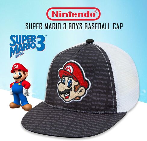 Nintendo Boys Super Mario Baseball Cap - Age 4-7 Black in Saudi Arabia
