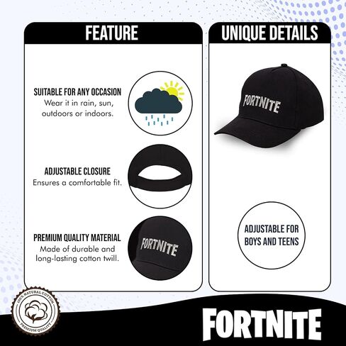 FORTNITE Baseball Cap for Boys, Quality Made Boys Hat and Fitted Cap, Flatbrim Baseball Hat with Sleek Design in Kuwait