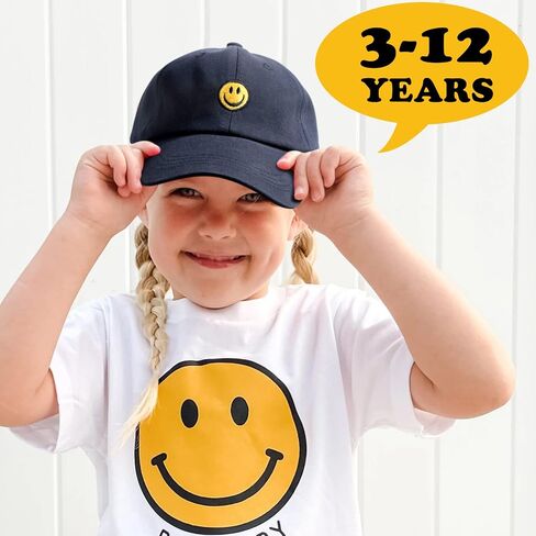 SONMONY Smile Face Toddler Baseball Cap Boy Baseball Hats Kids Washed Funny Hats Adjustable Cute Caps for 3-12 Years in Kuwait