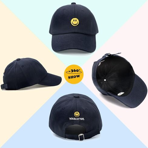 SONMONY Smile Face Toddler Baseball Cap Boy Baseball Hats Kids Washed Funny Hats Adjustable Cute Caps for 3-12 Years in Kuwait