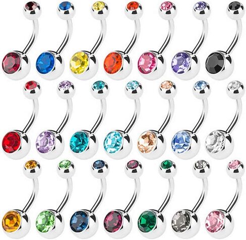 15 PCS Assorted Colors Belly Button Ring Surgical steel Hypoallergenic Lead and Nickel Free,14 Gauge navel piercing body jewelry in Saudi Arabia