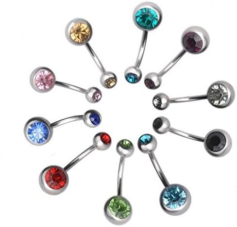 15 PCS Assorted Colors Belly Button Ring Surgical steel Hypoallergenic Lead and Nickel Free,14 Gauge navel piercing body jewelry in Saudi Arabia
