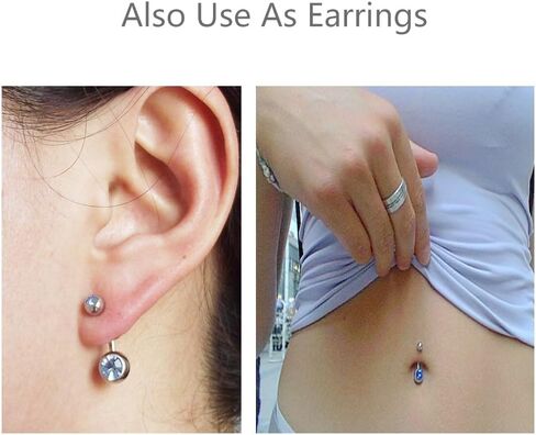 15 PCS Assorted Colors Belly Button Ring Surgical steel Hypoallergenic Lead and Nickel Free,14 Gauge navel piercing body jewelry in Saudi Arabia