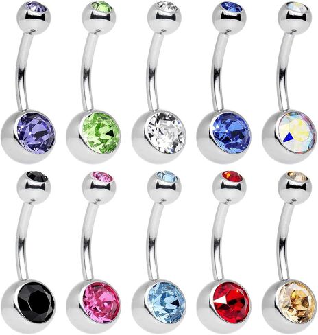 15 PCS Assorted Colors Belly Button Ring Surgical steel Hypoallergenic Lead and Nickel Free,14 Gauge navel piercing body jewelry in Saudi Arabia